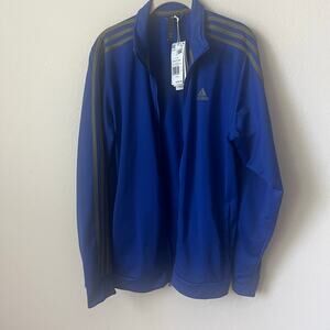 Adidas Men’s 3-Stripes Tricot Track Jacket Blue Gray Size Large NWT